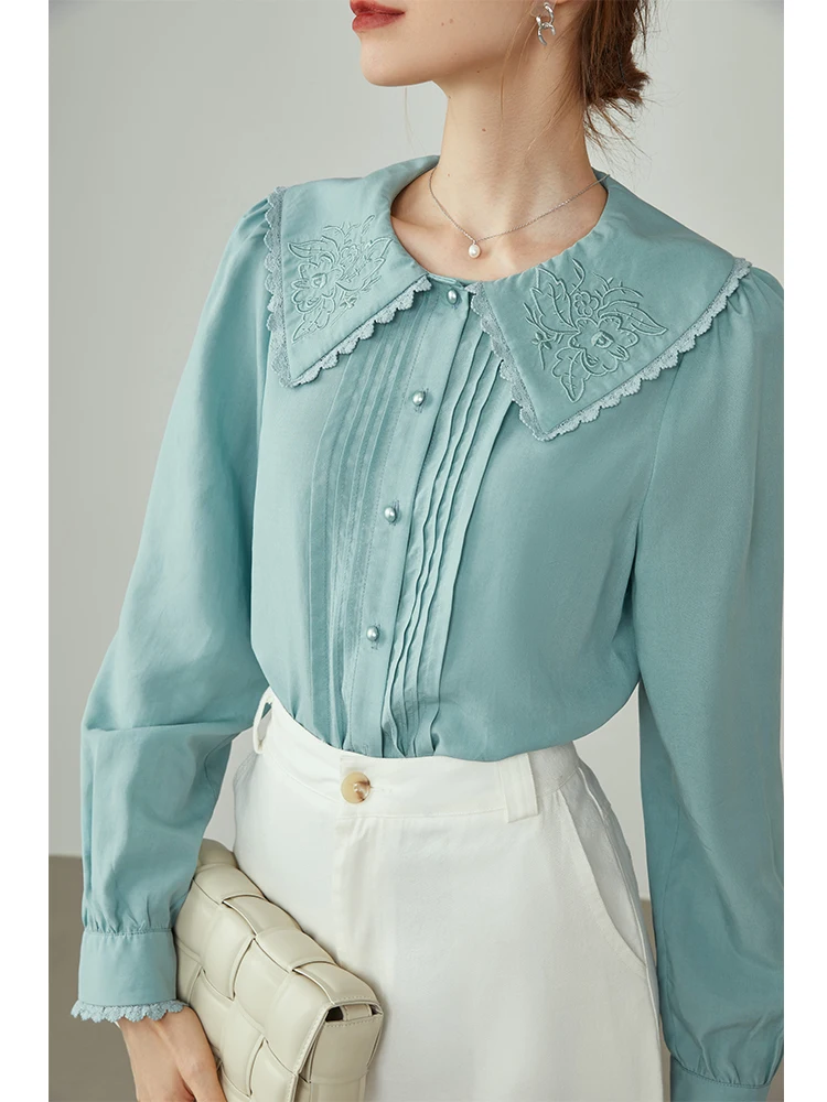 Женские рубашки FSLE французская винтажная Однотонная рубашка с длинными рукавами