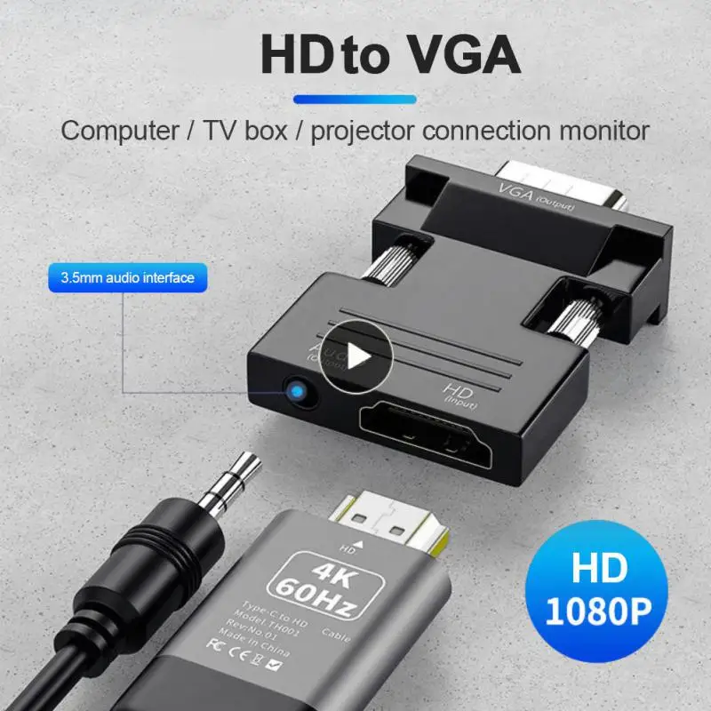 

Portable 1080p HDMI-compatible Female To Vga Male Converter Ultra-small Vga To Hd Adapter With Audio