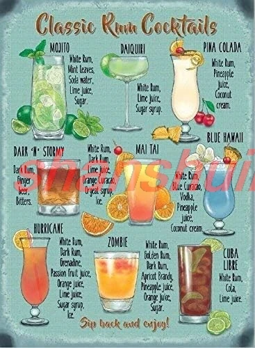 Металлические вывески персонализированный ром коктейльный рецепт винтажная