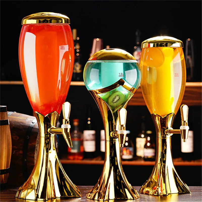 

Wine Plastic Shinning Silver Dispenser Tower Wine Beverage Juice L Beer Pourer Golden Lights With And 1.5 Tabletop Colorful