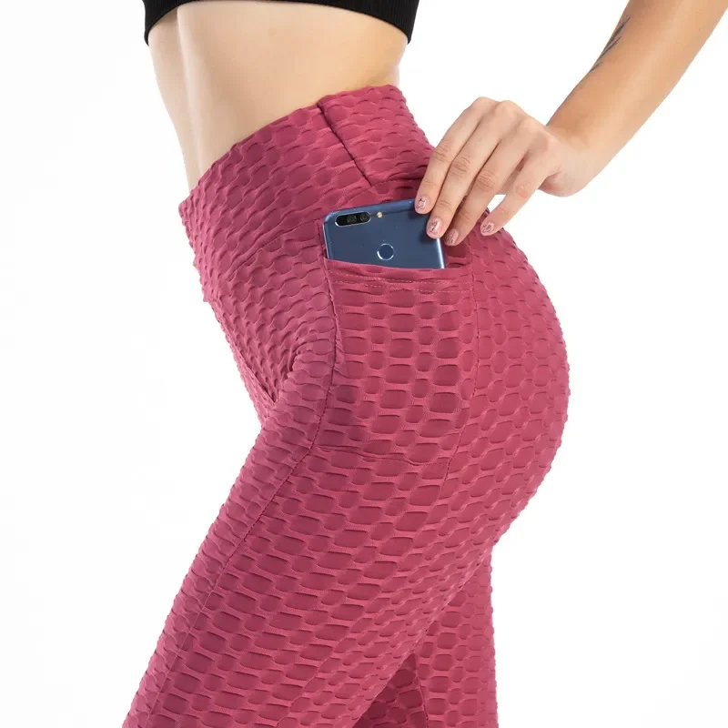 

push up leggings Woman High waist fitness anti cellulite legging femme Side pockets Gym Stretch pants Breathable