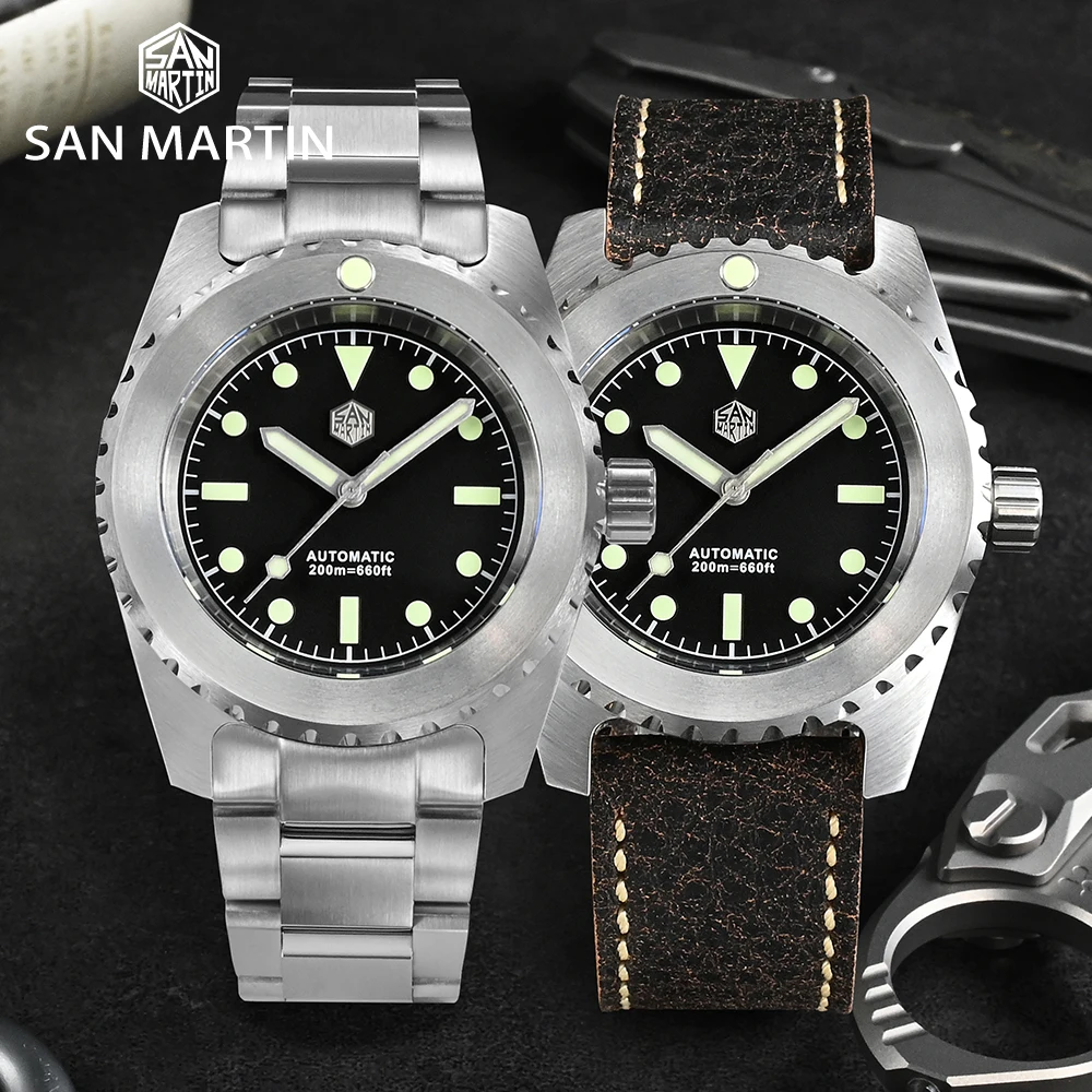 

San Martin Middle Ages Style Men Diver Watch Luxury Automatic Watches Mechanical Wristwatch Sapphire 200M Waterproof C3 Luminous