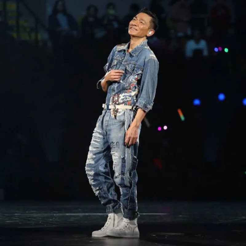 Spring New Fashion Men Brand Jeans Loose Casual Overalls Mens Work Attire Male Personalized Graffiti Jumpsuit High Quality Coat