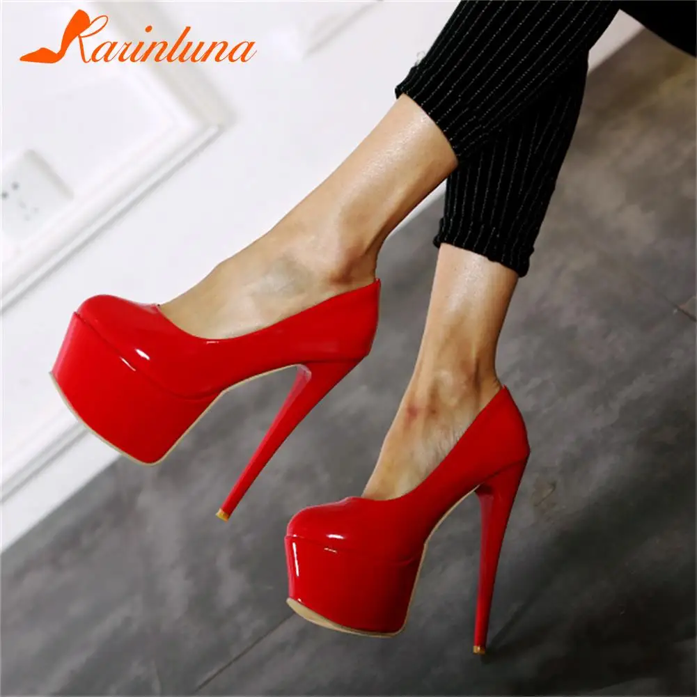 

Karinluna New Women's Pumps Thin High Heels Slip-On Platform Offices Dressing Ladies Pumps Eleganrt Spring Autumn Women Shoes