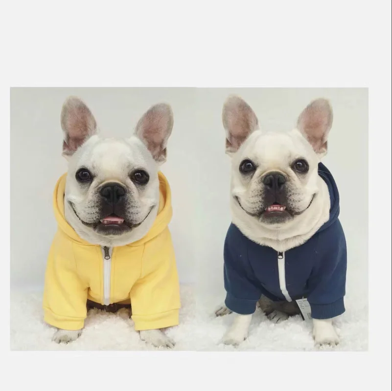

Japan and South Korea Pet Hooded Cotton Zipper Sweater Teddy Fashion Trendy Coat Bulldog Clothes Pet Zipper Hoodie Dog Costume