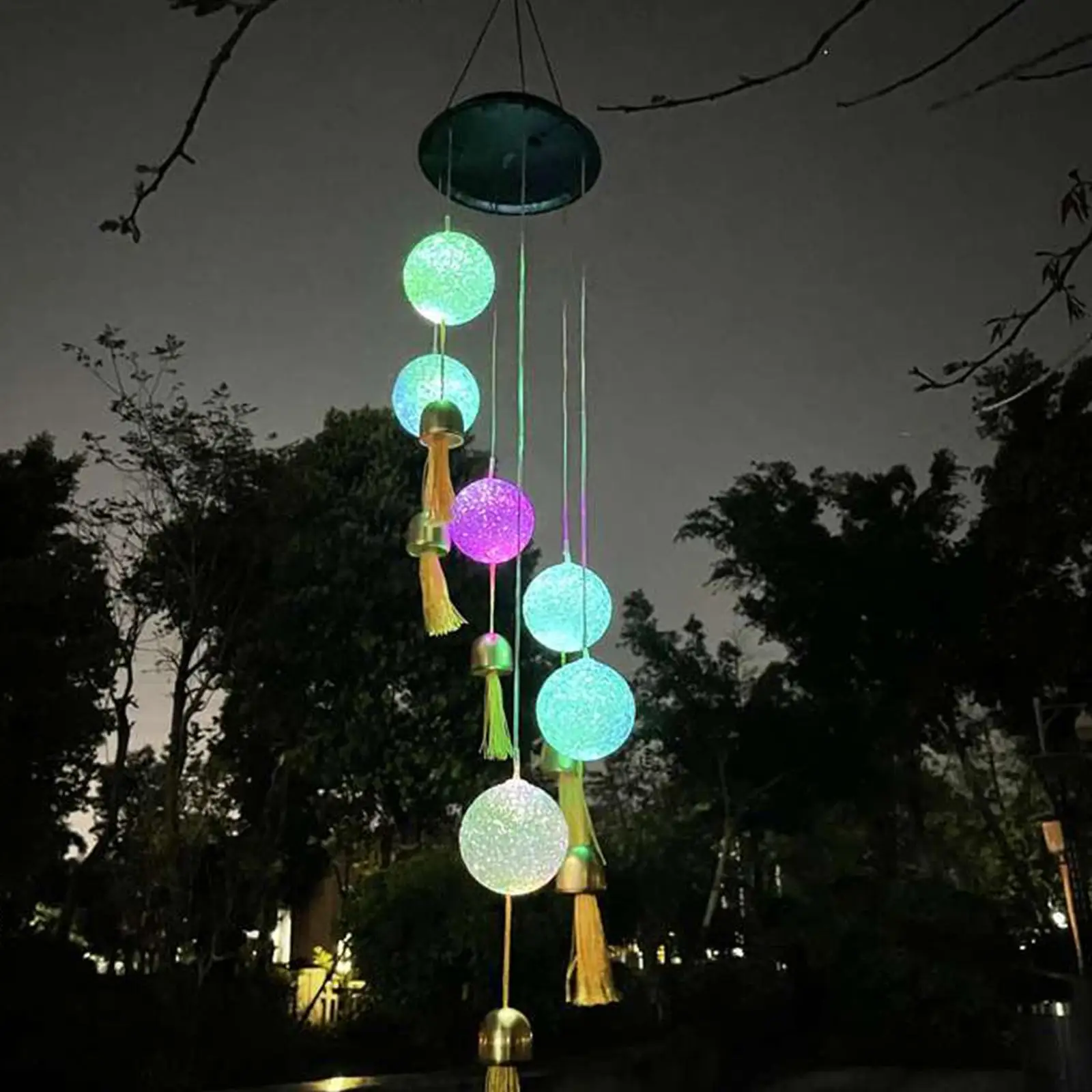 

LED Solar Wind Chime Crystal Ball Hummingbird Wind Chime Light Color Changing Waterproof Hanging Solar Light For Home Garde O9R3