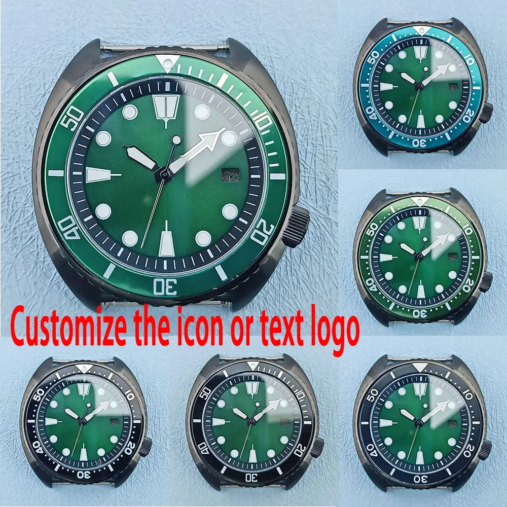 

NH35 movement luminous diving watch stainless steel sapphire nh35 nh36 black case aluminum bezel green dial strap