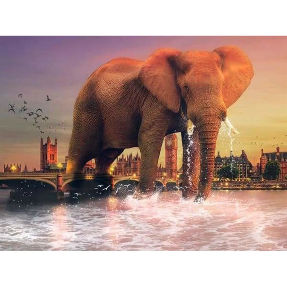 Diamond painting new product Handmade DIY embroidery elephant in london square round diamond living room decoration gift
