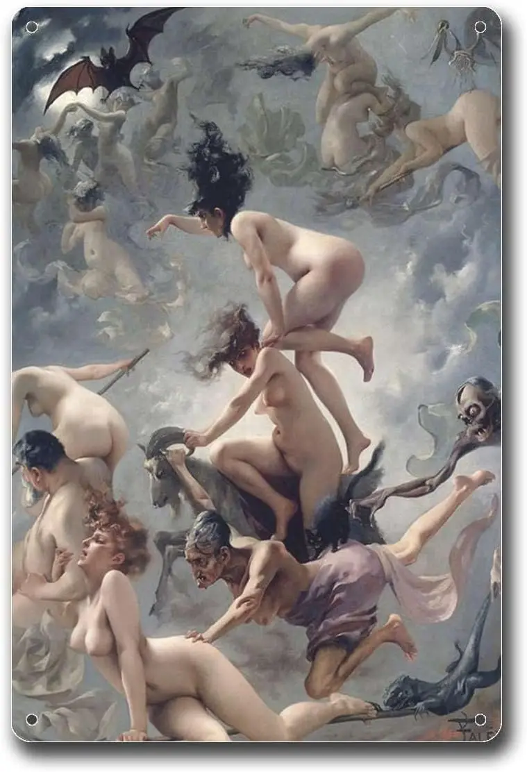 Металлическая жестяная вывескаWitches Going to Sabbath Luis Ricardo Falero настенный