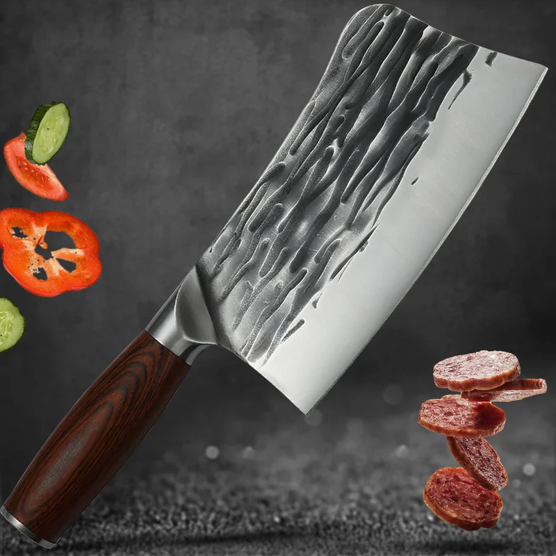 

7" Kitchen Knife Handmade Forged Stainless Steel Bone Chopping Butcher Knife Meat Cleaver Vegetables Slicing Chinese Chef Knife