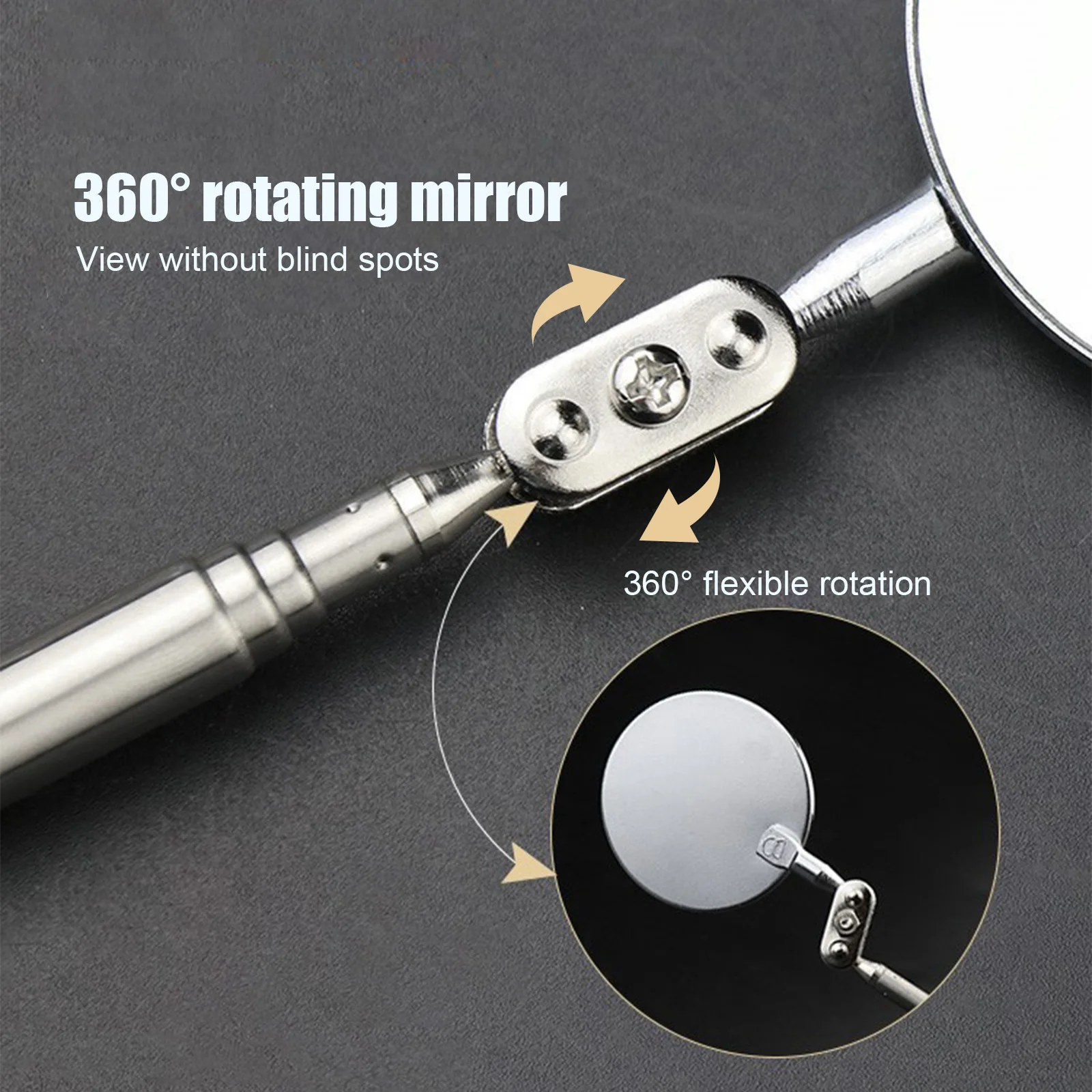 

30mm Telescopic Inspection Mirror, 360 Rotating Car Telescopic Inspection lens Extending Detection Round Lens Hand Tool