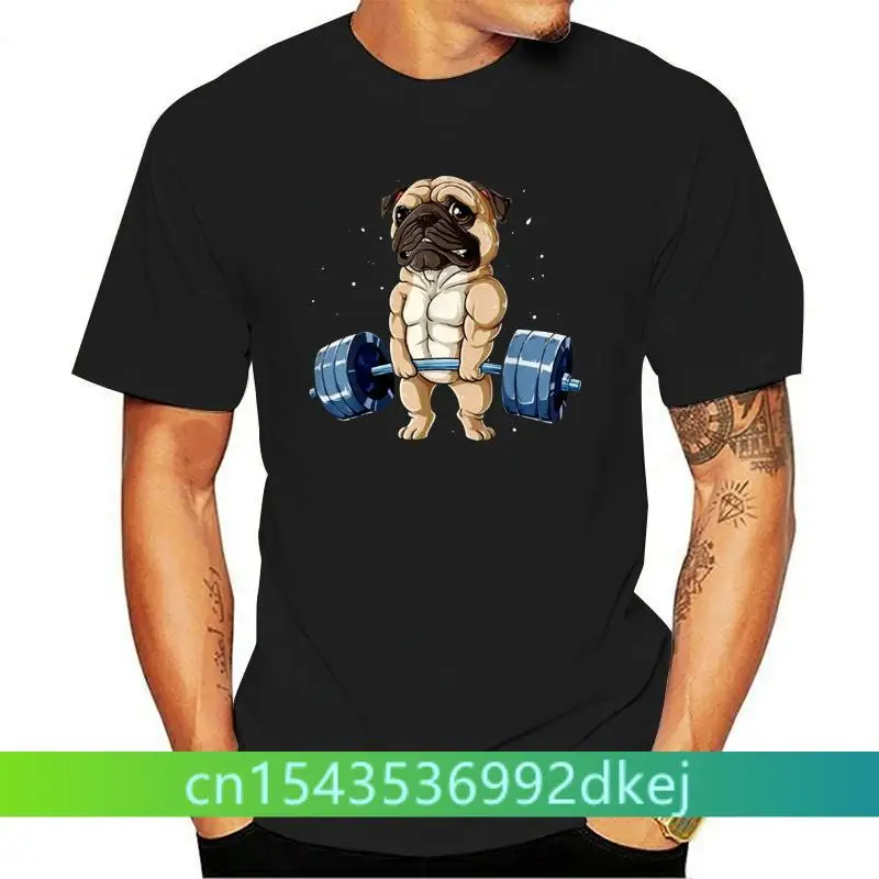 

Pug Weightlifting Funny Deadlift Men Fitness Gym Workout Tee T-Shirt Printed Tee Shirt