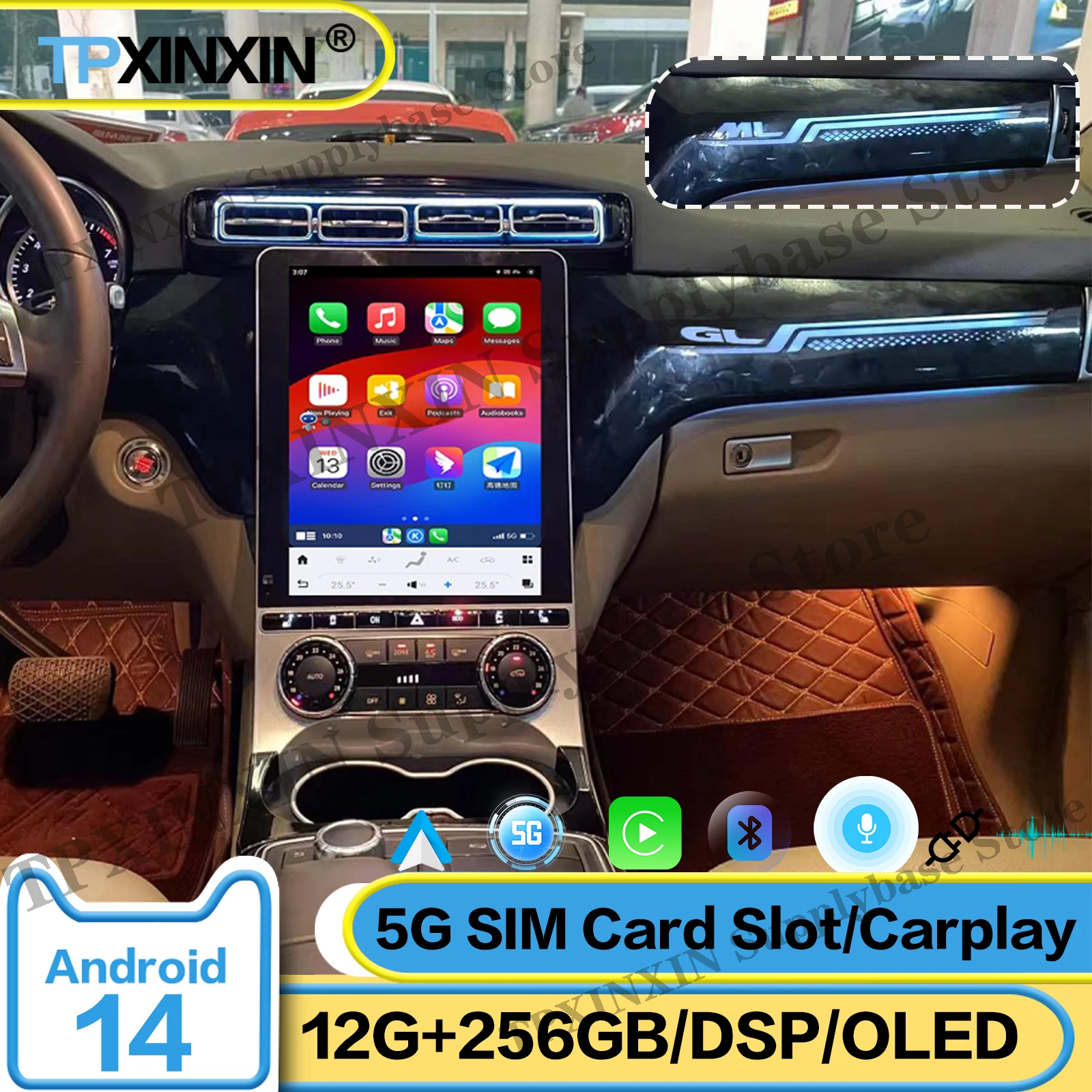 

12,1-дюймовый экран Android 14, автоматический головное устройство для Benz GL ML 2012 2013 2014 2015, обновление 2024 стиля, GPS-навигация, радиоприемник