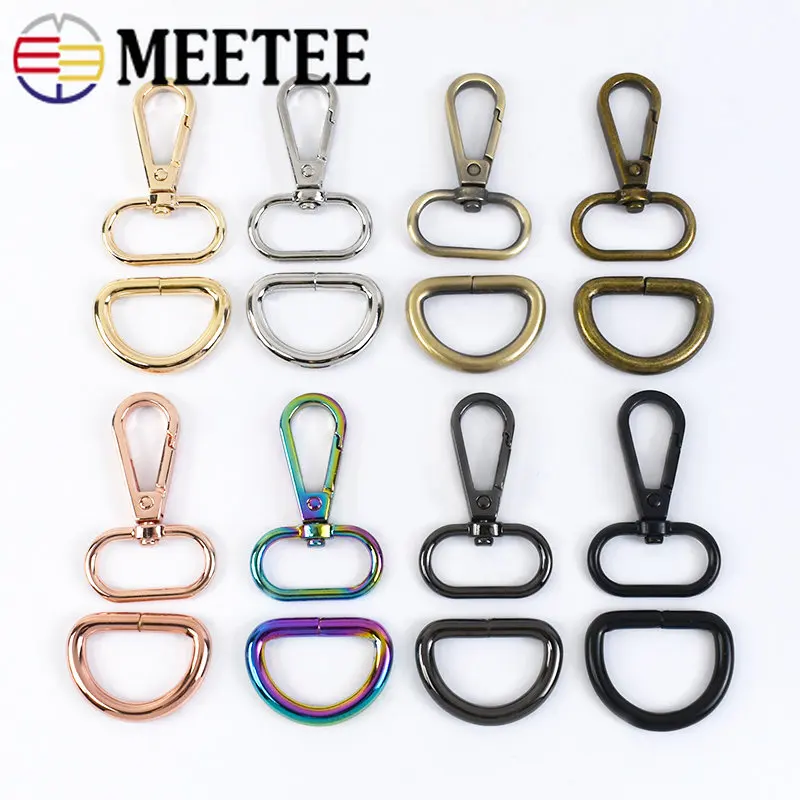 

4Sets 20/25/32/38mm Metal Lobster Clasp D Ring Bag Strap Webbing Buckles Belt Backpack Adjust Hook DIY Hardware Accessories