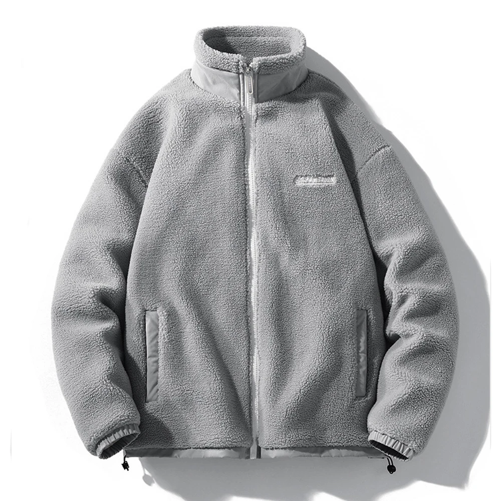 Covrlge Sale Winter Men's Coat Simple Stand Collar Windproof Lambswool Male Warm Solid Color Parka Men Clothes Streetwear MWM166