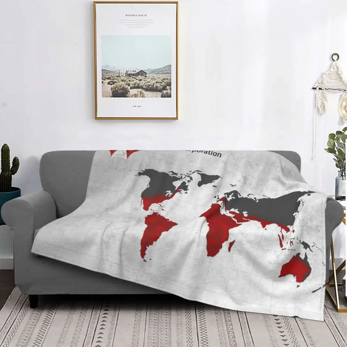 

Grunge Umbrella Corporation Blanket Soft Fleece Warm Flannel Survive The City Throw Blankets for Sofa Office Bed