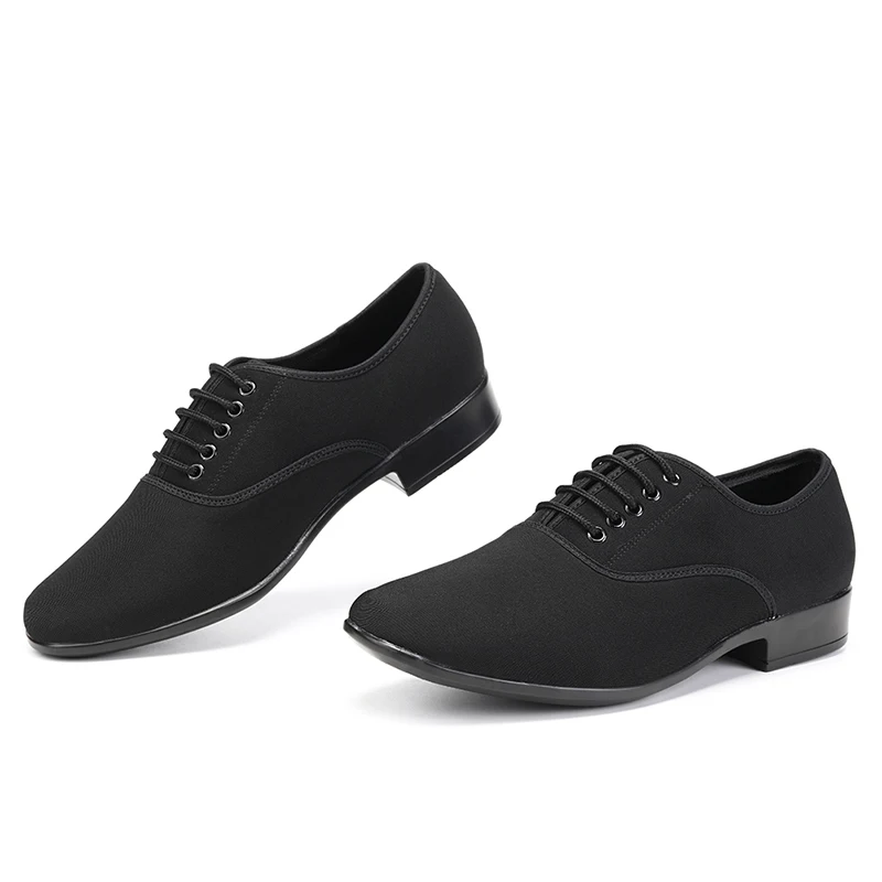 Men Modern Dance Shoes Boys Canvas Latin/Tango/Ballroom Shoes Rubber/Soft Sole Low Heels Man Dancing Shoes Black Professional