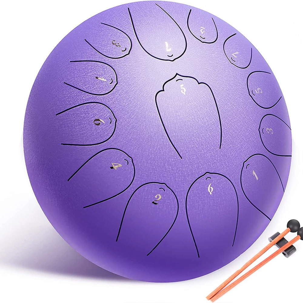 

Hluru 13 Notes 12 Inches C-Key Steel Tongue Drum Percussion Instrument for Beginner meditation healing Concert Yoga