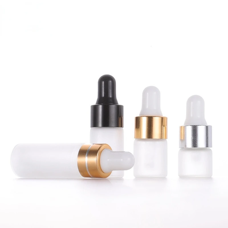 1-5ml Dropper Bottle Small Fine Oil Clear Frosted Glass Sample Essence Separate Empty Essential Oils Bottles Refillable Vials