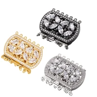 2 sets brass cubic zirconia box clasps rectangle diy jewelry accessories component mixed color 34x43x9mm hole1 5 2 5mm