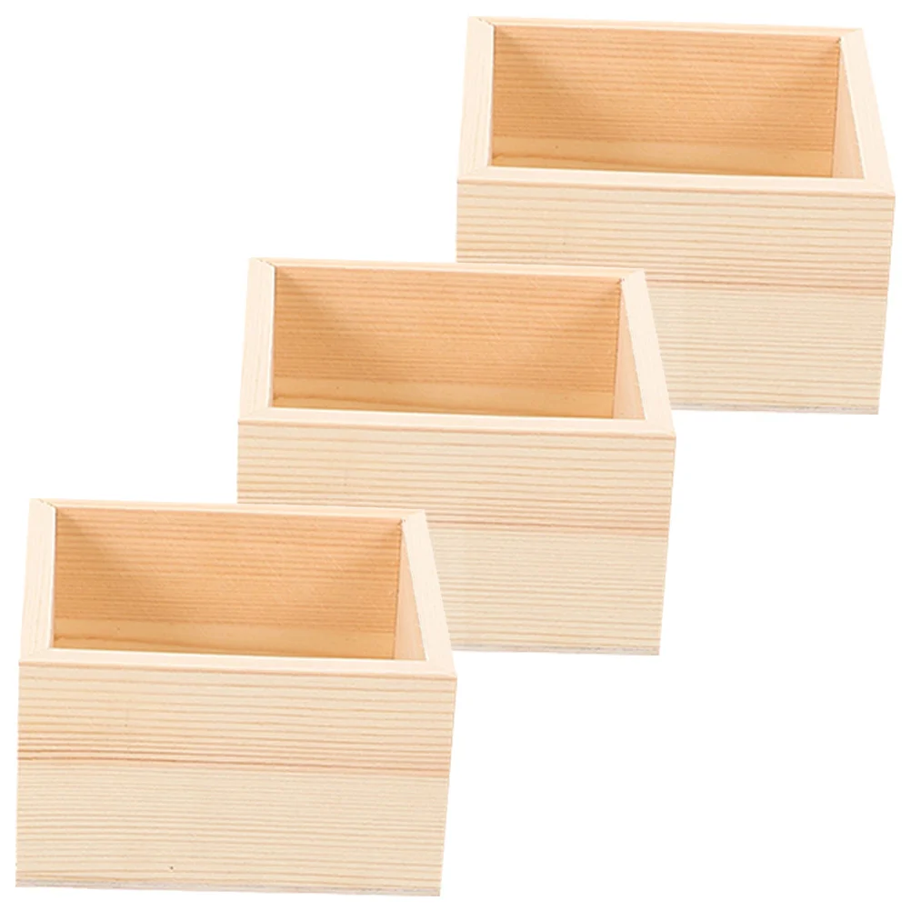 

3 Pcs Perfume Container Handicraft Wooden Box Jewelry Cases Desktop Organizer Holder Storage Containers