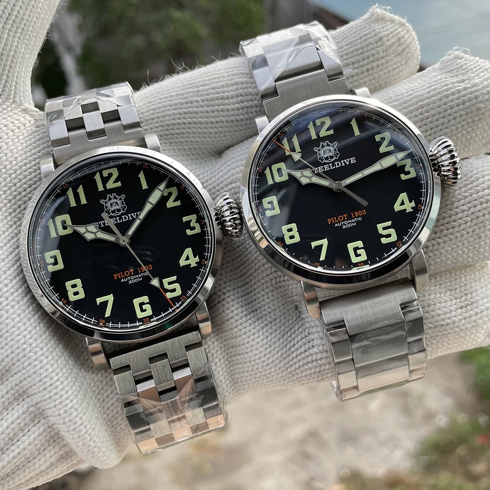 Мужские часы Steeldive Pilot 1903 автоматические механические для дайвинга чехол из