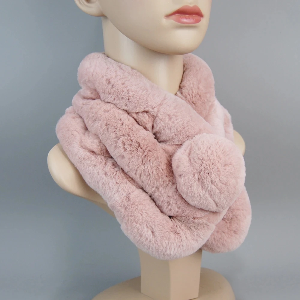 Новый зимний шарф с кольцом из натурального меха кролика рекс женские теплые