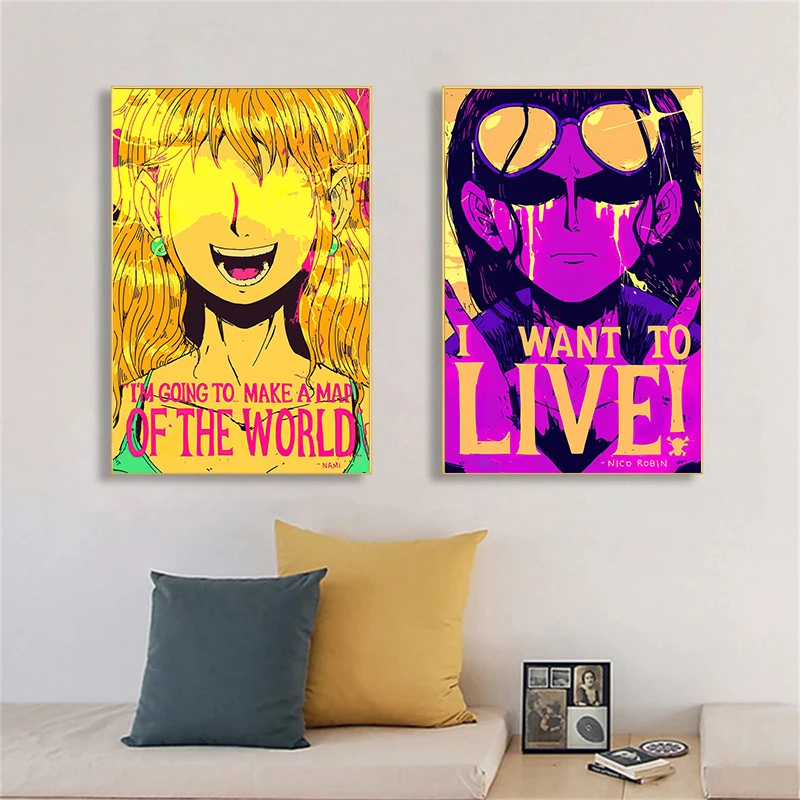Слитный аниме ролевой постер Luffy Zoro Sanji Brook Usopp настенные картины японские