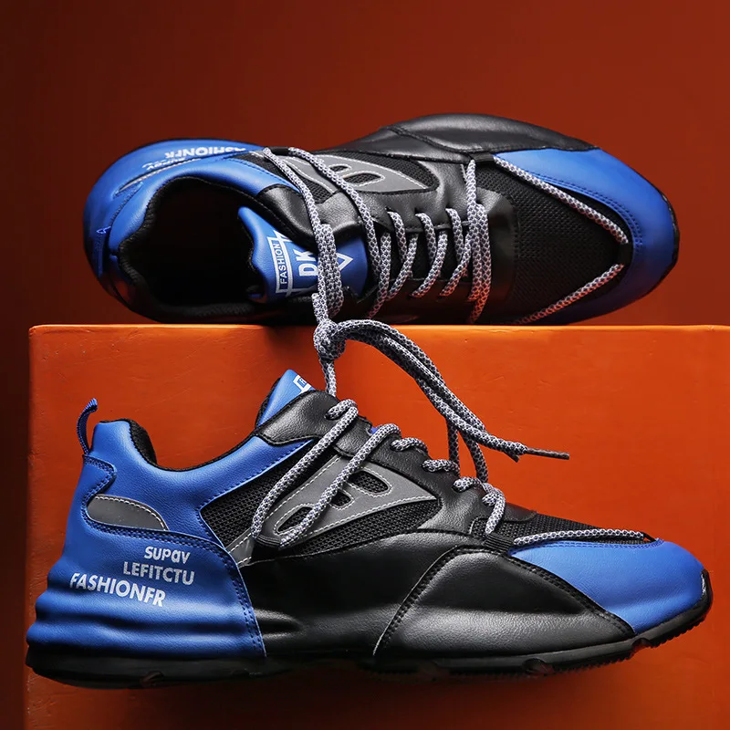 

Men's Sneakers Leather Mesh Stitch Fashion Tennis Shoes Light Breathable Running Shoes Luxury Men's Casual Shoes Tenis Masculino
