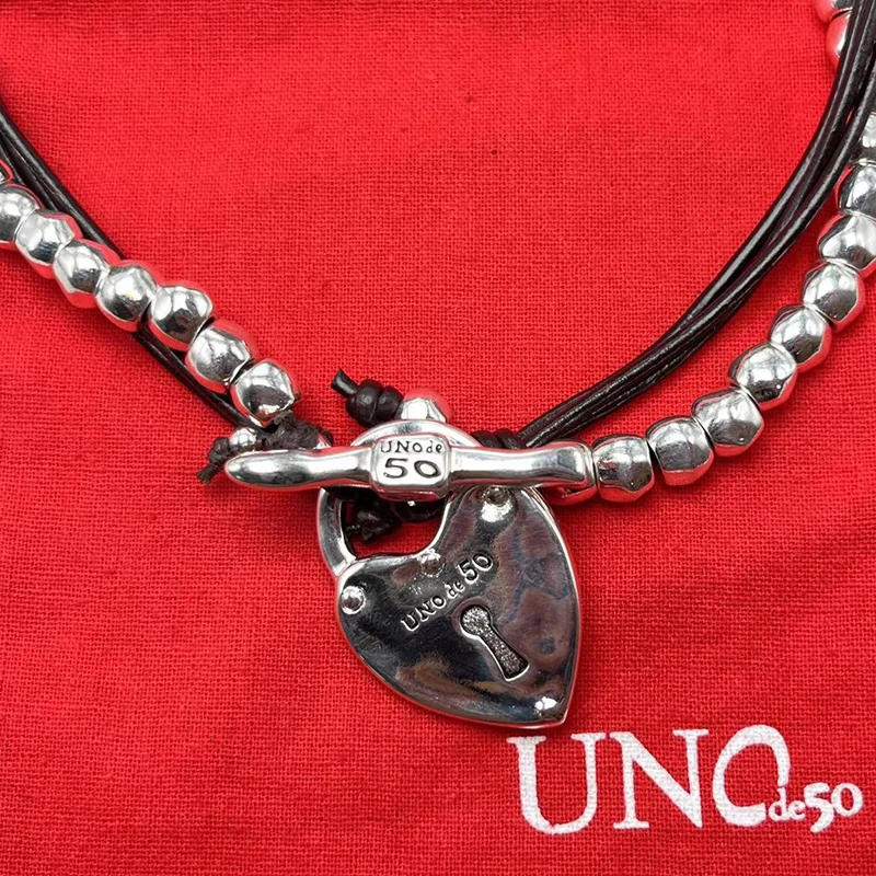 

Новинка 2023 г., UNOde50, европейский и американский стиль, Лидер продаж, модное ожерелье в форме сердца, Женская романтическая бижутерия, подарочная сумка