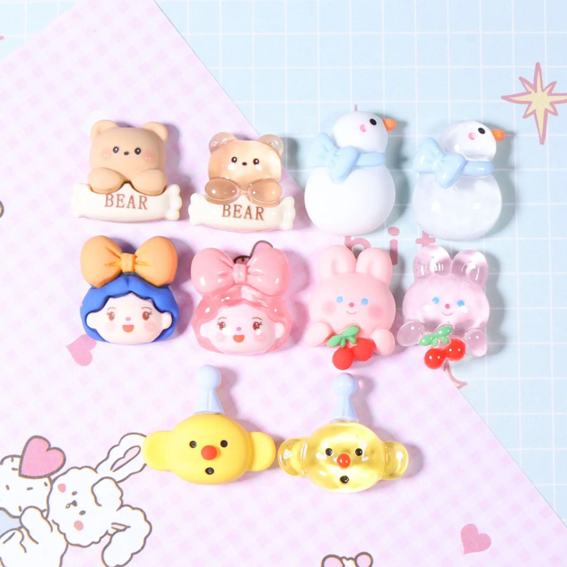 

Cartoon Cute Bear Rabbit Flatback Resin Cabochons Scrapbooking DIY Craft Jewelry Making Decoration Accessorie