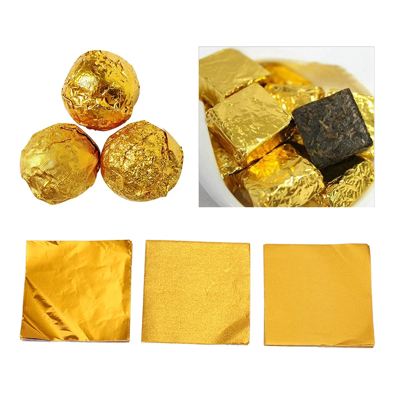 

200pcs 8*8cm Gold Aluminium Foil Candy Chocolate Cookie DIY Wrapping Tin Paper
