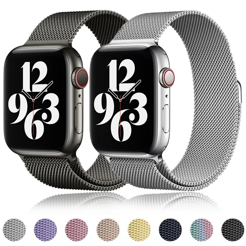 

Milanese Loop Strap For Apple watch Band 44mm 40mm 45mm 41mm 49mm 42mm 38mm Metal correa bracelet iWatch series 3 6 se 7 8 ultra