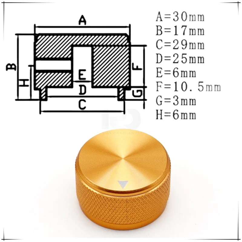 

Алюминиевая рифленая ручка для потенциометра 30x17 мм