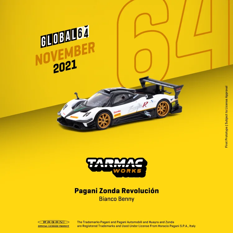 

Tarmac Works 1:64 Pagani Zonda Revolucion Bianco Benny Diecast Model Car