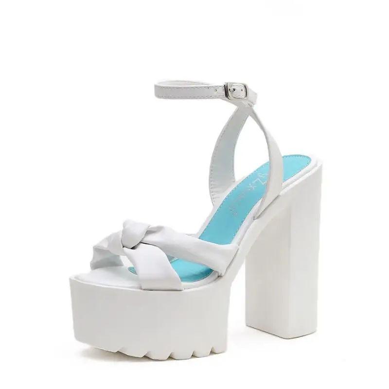 

Сандалии-гладиаторы женские на платформе, босоножки на танкетке, высокий каблук 14 см, цвет белый, лето