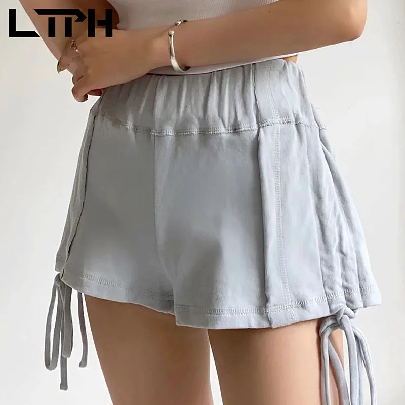 LTPH high waist side drawstring elastic shorts women solid loose casual streetwear bottoms joggers short pants 2023 summer new