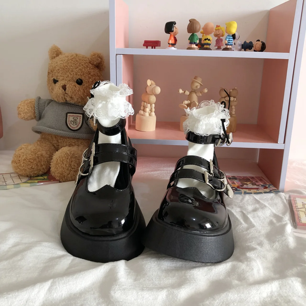 TSTCTB Big Toe Increase Shoes Thick Bottom Japanese Retro Hot Girl Mary Jane Shoes Jk Harajuku British Style Leather Shoes Women