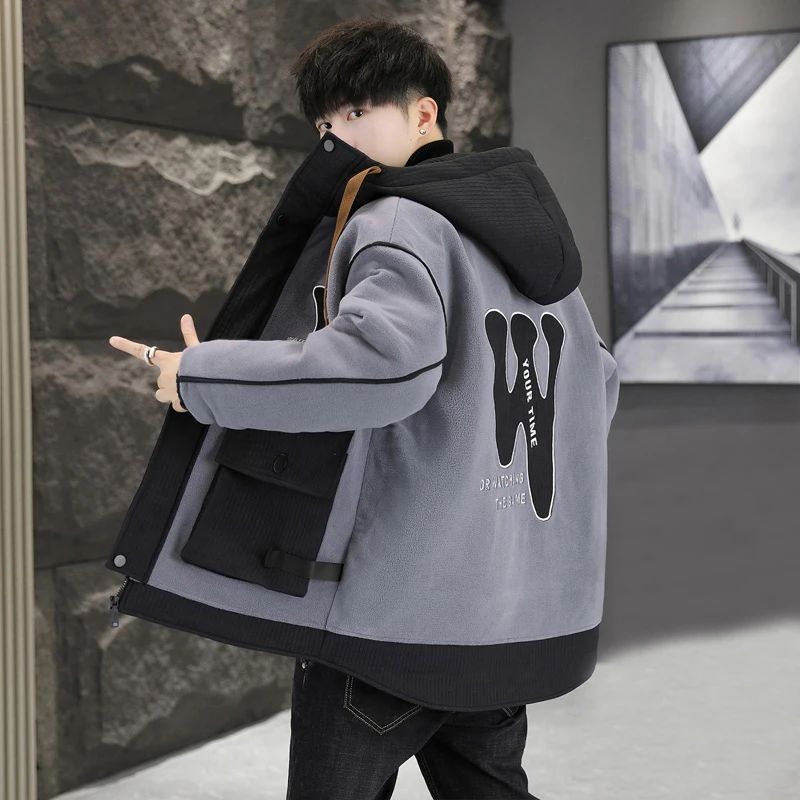 Повседневная Новинка 2024 зимние мужские куртки с капюшоном и хлопковой