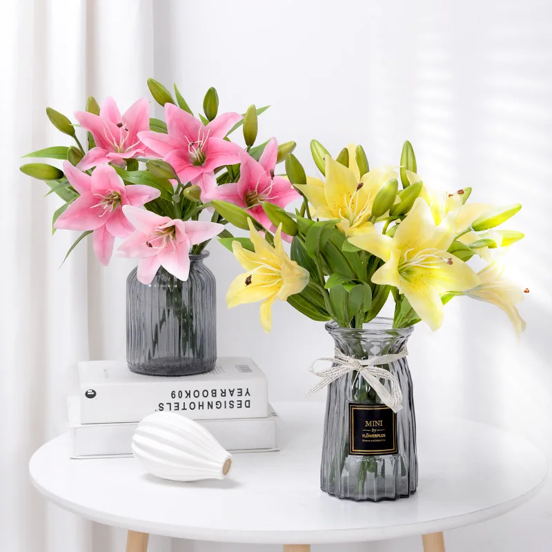 

Single Simulated Mini Lily Real Hand Feeling Film Fake Flower Home Decoration Photography Wedding Manufacturer Wholesale