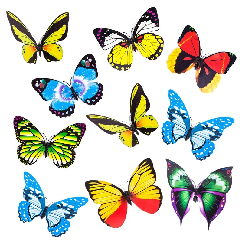 

Butterfly Wall Art, Wall Decor Sculpture Hanging Decor For Home Yard Patio Garden Decoration Random Color 10PCS
