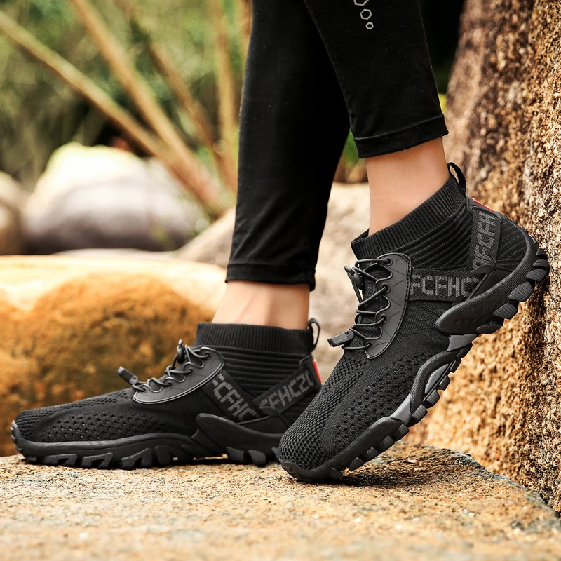 JIEMIAO New High Quality Men Women Hiking Shoes Summer Mesh Breathable Sneakers Outdoor Climbing Trekking Shoes Size 36-47