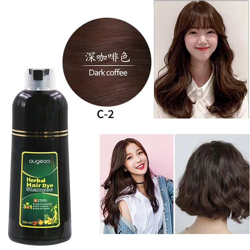 500ml black foam hair coloring agent does not stick to the scalp.dark brown hair dye hair dye shampoo Effective in 5 minutes