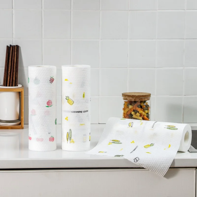 

A Roll Of Disposable Lazy Rag Bamboo Towel Wet And Dry Kitchen Rag Supplies Absorbent Organic Dish Cloth Napkins Paper