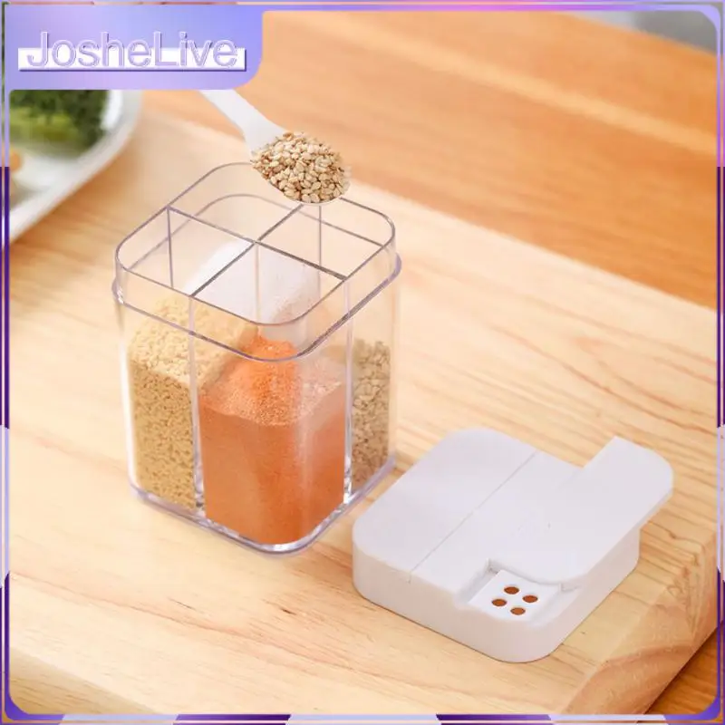 Household Seasoning Container Moisture-proof Transparent Sesame Organizer Sealed Spice Box Kitchen Accessories Tools Flap Salt