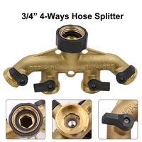 4 way hose splitter garden supplies heavy duty brass 34 hose adapter connector with 4 independent onoff valves water faucet