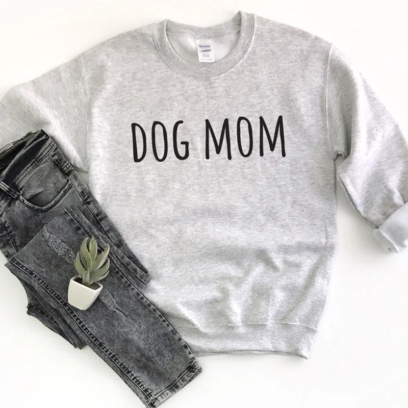 Dog Mom Letters Printing Women Winter Sweatshirts Causal Loose Cotton Streetwear Mom Life Graphic Hoodie Kawaii Top Dropshipping