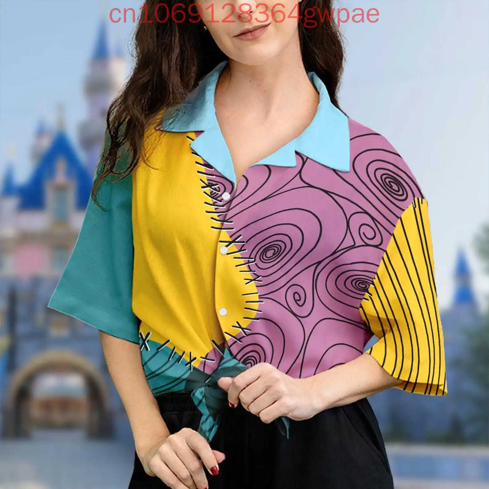 Салли и Джек Скеллингтон женская повседневная гавайская рубашка Кошмар перед