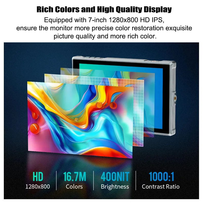 Фото FEELWORLD 7-дюймовый видеомонитор для камеры FW759 PRO с сенсорным экраном, 4K HDMI, 1280x800 IPS №3