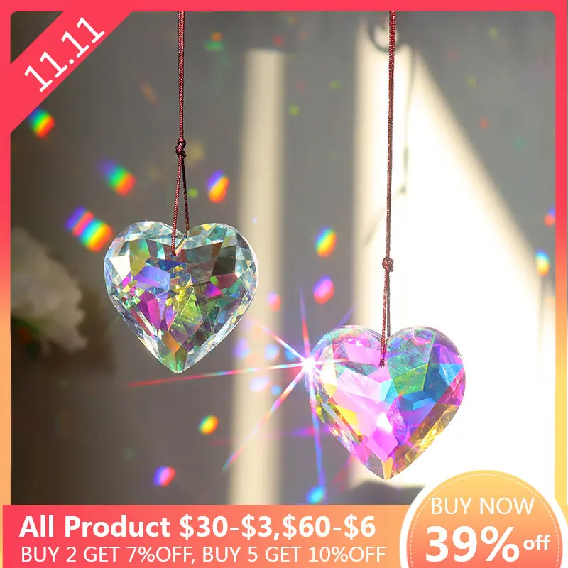 

Хрустальный витражный подвесной светильник в виде сердца